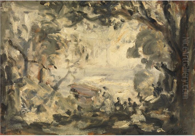 A Woodland Scene Oil Painting by Philip Wilson Steer