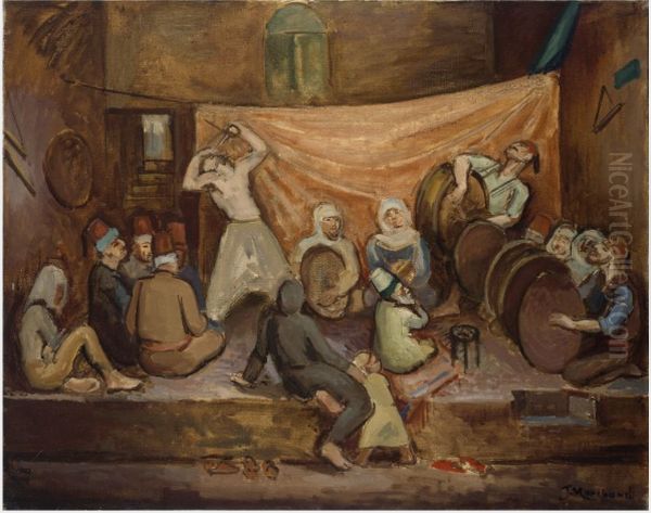 A Cabaret Scene in Damascus Oil Painting by Jean Marchand
