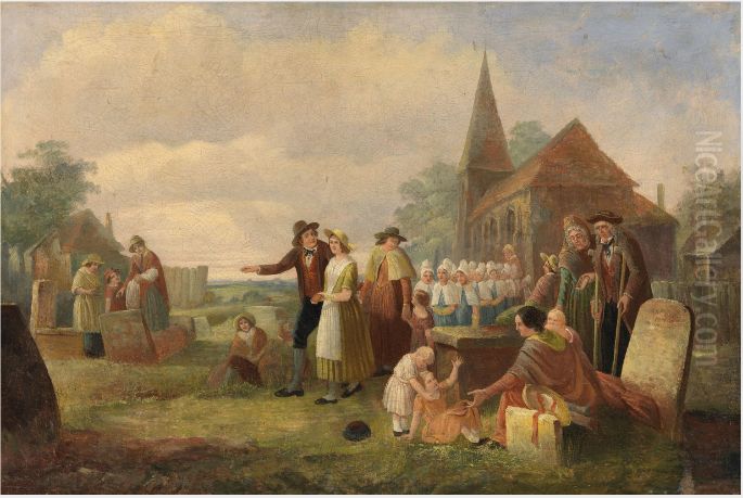 The Village Orphans Oil Painting by George Francis Mulvany
