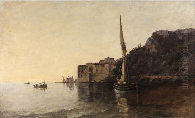 A View of Villefranche from the East Oil Painting by Nathaniel Hone the Younger