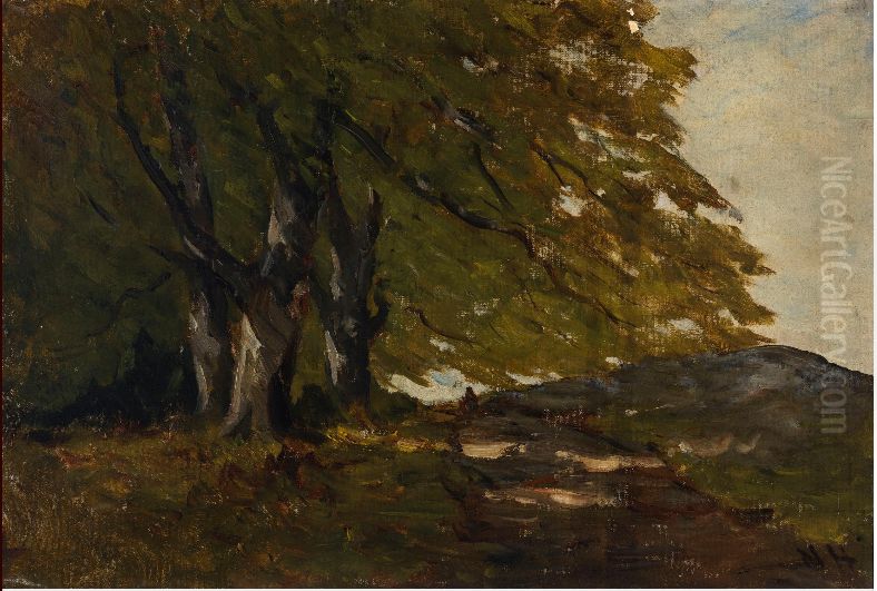 A Landscape with Trees and a Hill Oil Painting by Nathaniel Hone the Younger
