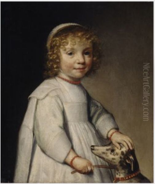Portrait of a Child with a Dog Oil Painting by Jacob Gerritsz. Cuyp