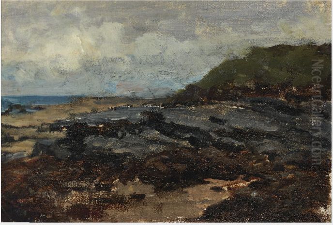 Rock Pools, and the Sea Oil Painting by Nathaniel Hone the Younger