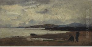 A Cloudy Day, a Seashore with Figures