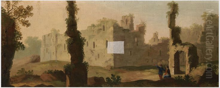 Capriccio with Sant'Agnese fuori le Mura and San Constanza, Rome Oil Painting by George Barret, Sr.
