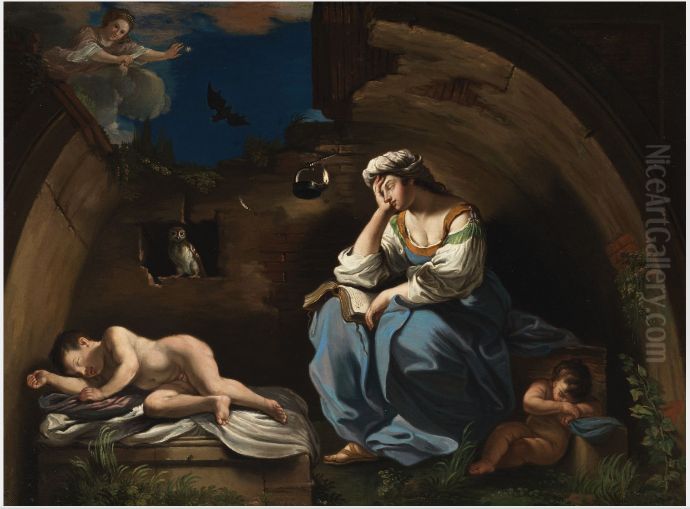 The Pensive Muse Oil Painting by Giovanni Francesco Barbieri