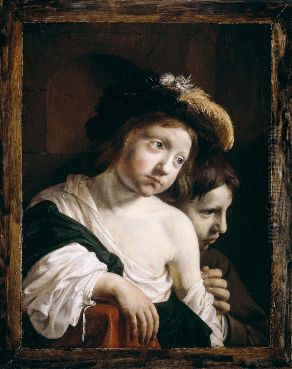 A Group of two Boys Oil Painting by Jan De Bray