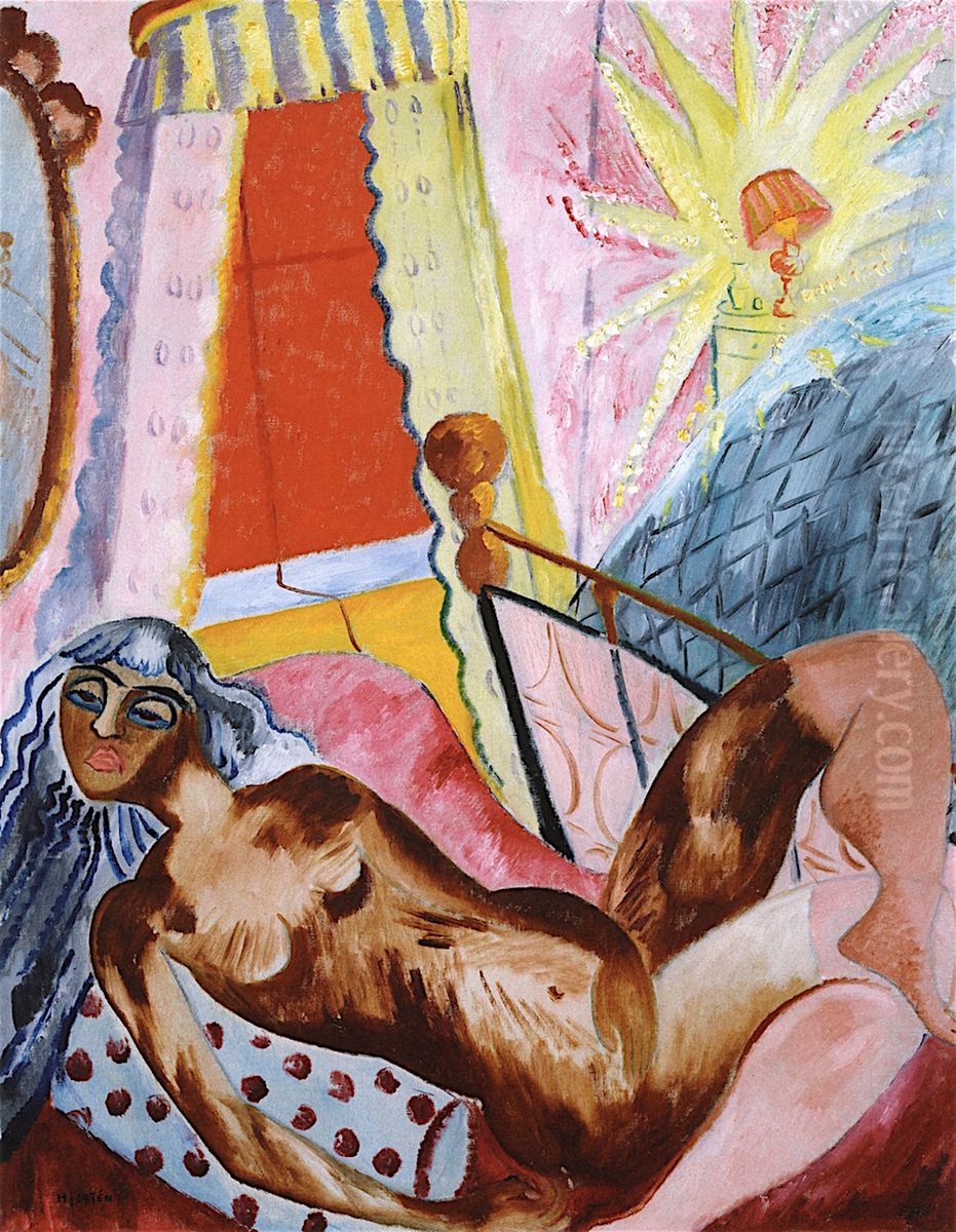 The Red Blind Oil Painting by Sigrid Hjerten