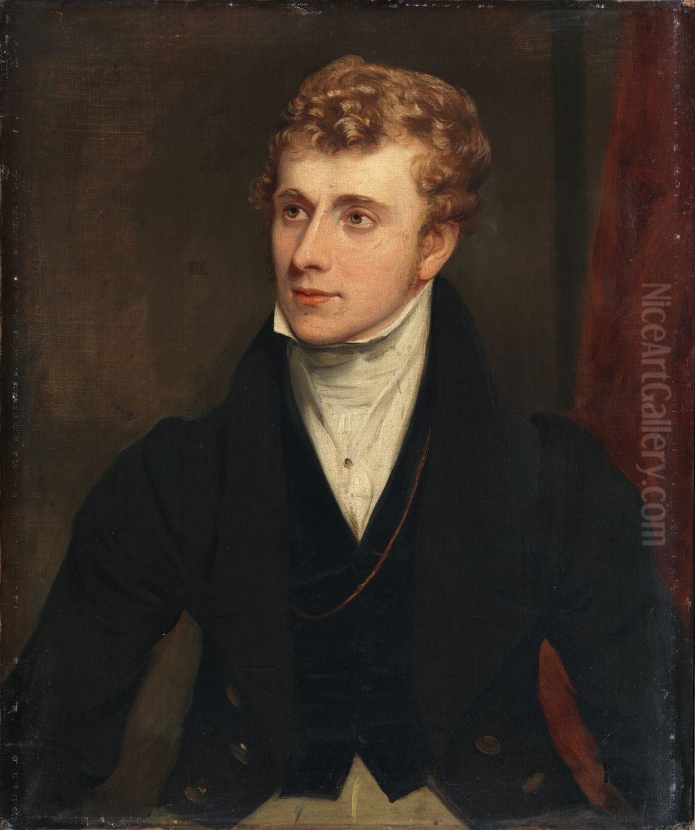 Portrait of Michael Banim (1796-1874), Author Oil Painting by Thomas Clement Thompson