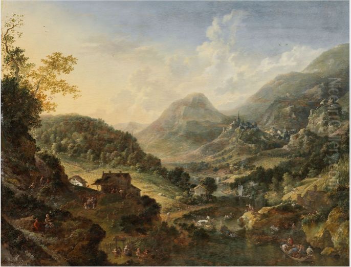 A River Landscape Oil Painting by Jan Griffier I