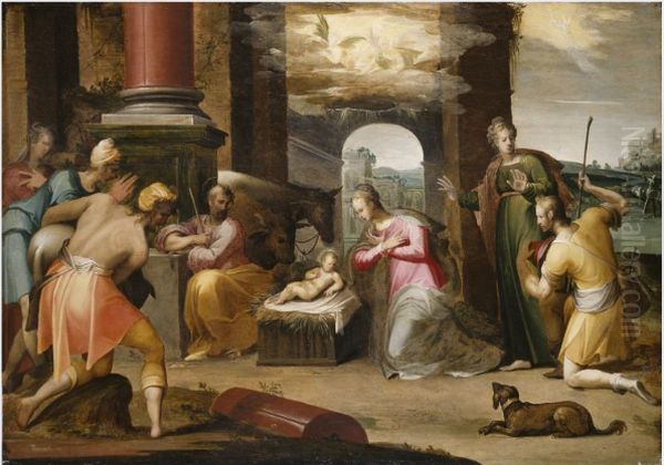 The Adoration of the Shepherds Oil Painting by Girolamo da Carpi