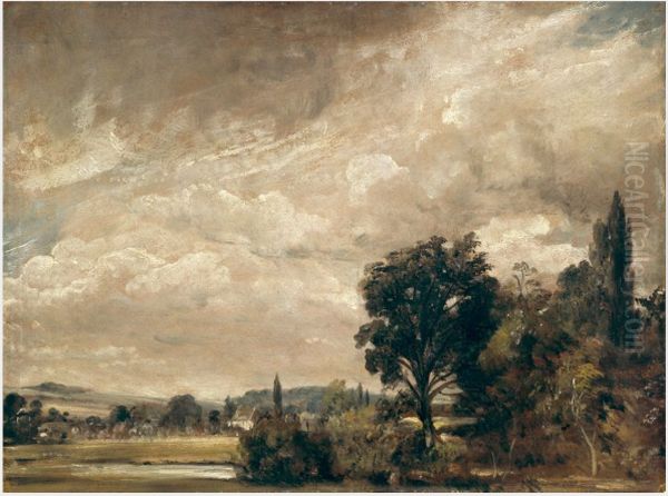 Harnham Ridge from Archdeacon Fisher's House, Salisbury Oil Painting by John Constable
