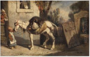 A Horse with Child Holding Reins