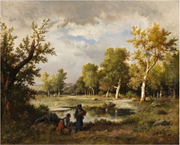 A Landscape with Figures Oil Painting by Narcisse Virgilio Diaz