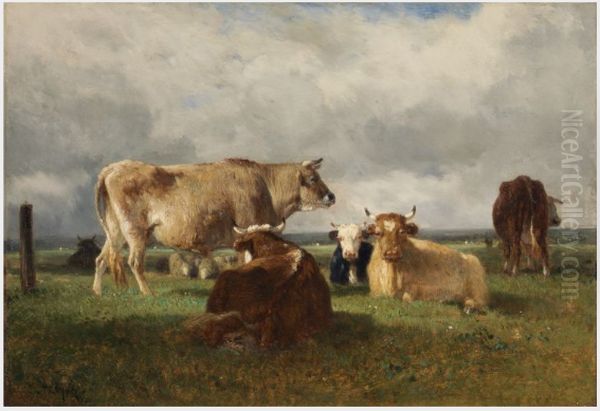 Cattle and Sheep Oil Painting by Constant Troyon