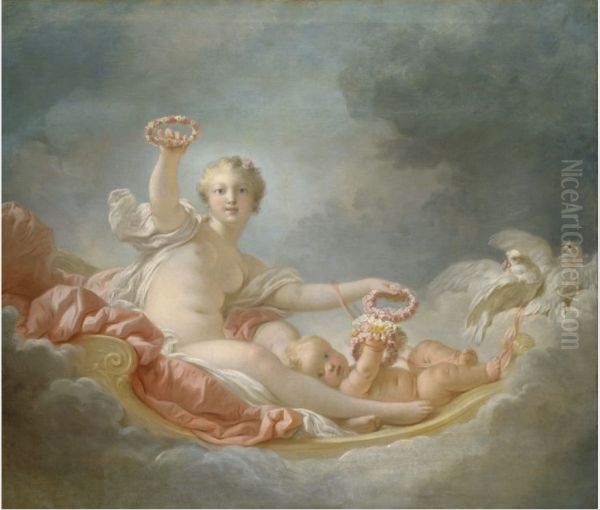 Venus and Cupid (Day) Oil Painting by Jean-Honore Fragonard