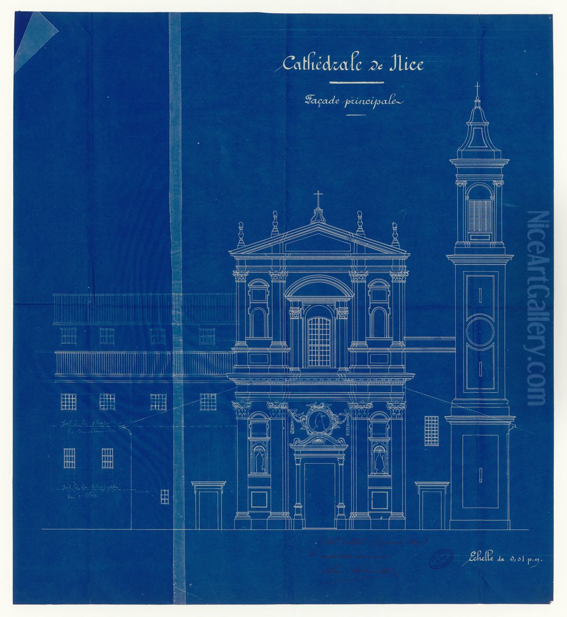 Facade principale de la cathedrale de Nice (1899) Oil Painting by Leon Labrouste