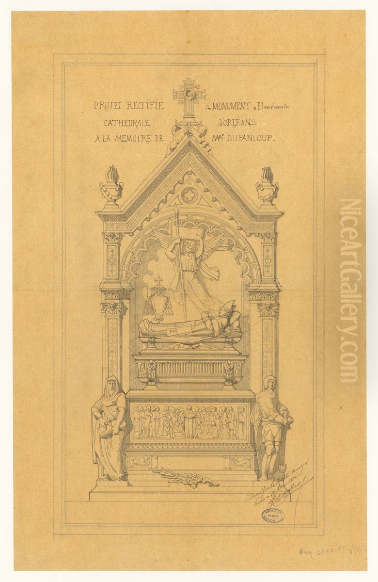 Projet du monument a la memoire de monseigneur Dupanloup dans la cathedrale d'Orleans (1882) Oil Painting by Michel Douillard