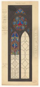 Projet de vitraux representant Le Jugement dernier pour la chapelle de la Communion de la cathedrale de Reims (1844)