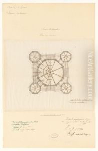 Plan des combles de la tour meridionale de la cathedrale de Reims (1852)