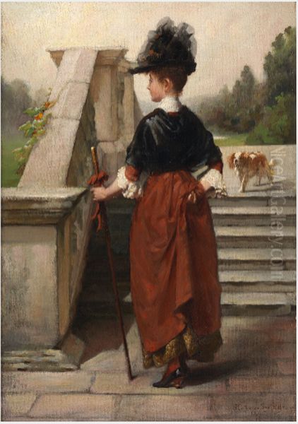 A Young Lady Oil Painting by Stephen Catterson Smith the Younger