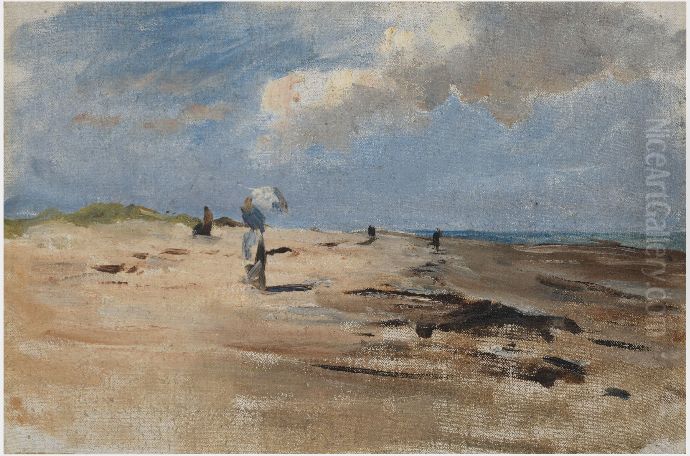 Beach Scene Oil Painting by Nathaniel Hone the Younger