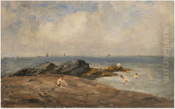 Bathers near Rocks Oil Painting by Nathaniel Hone the Younger