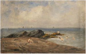 Bathers near Rocks