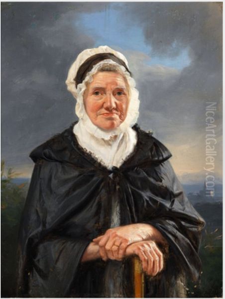 An Old Scots Woman Oil Painting by Thomas Sword Good