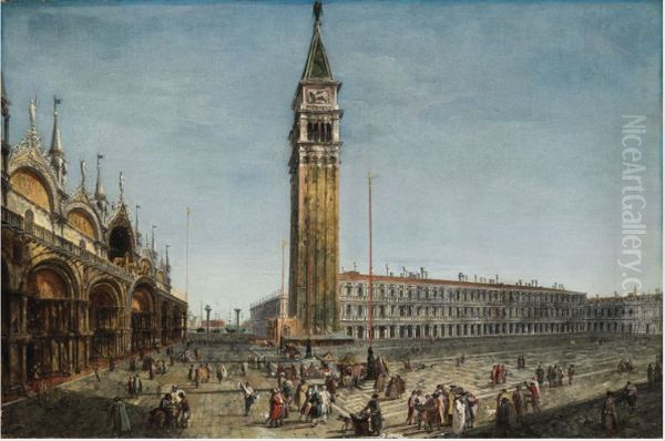 Piazza San Marco, Venice, with Saint Mark's Basilica, the Campanile and the Procuratie Nuove Oil Painting by Michele Marieschi