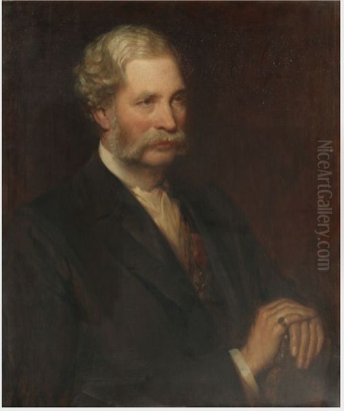 Portrait of William John Fitzpatrick (1830-1895), Historian and Biographer Oil Painting by Stephen Catterson Smith the Younger