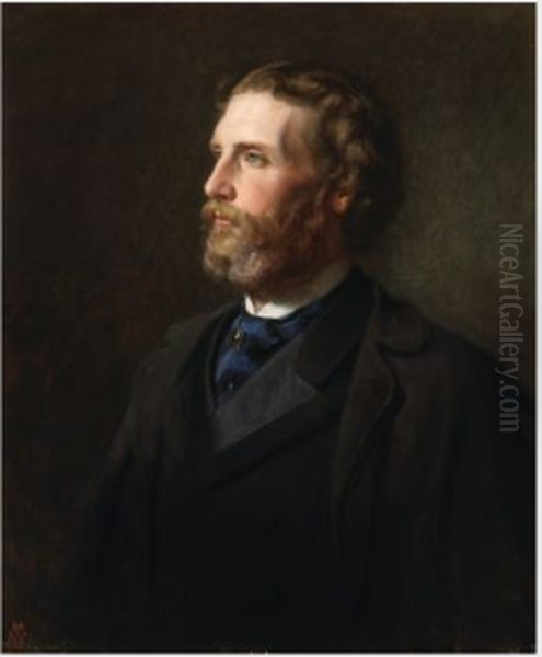Portrait of Frederic William Burton (1816-1900), Artist and Director of the National Gallery, London Oil Painting by Henry Tanworth Wells