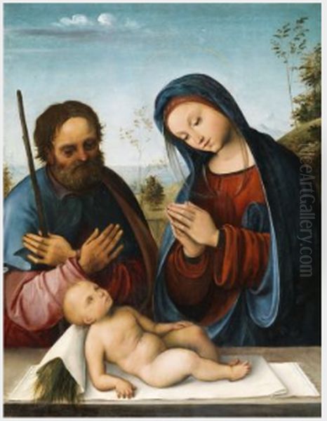 The Holy Family Oil Painting by Lorenzo Costa