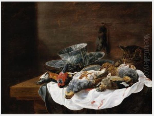 Still Life with Dead Birds Oil Painting by Carstian Luyckx