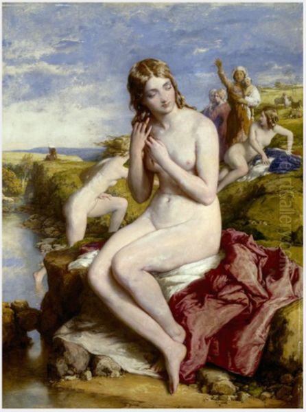 Bathers Surprised Oil Painting by William Mulready