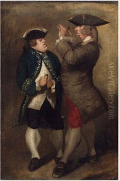 Caricature of Sir William Lowther and Joseph Leeson, later Ist Earl of Milltown Oil Painting by Of Sir Joshua Reynolds
