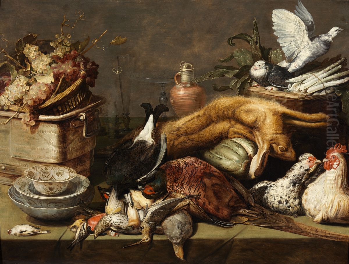 A Still Life with Dead Birds and a Hare Oil Painting by Frans Snyders
