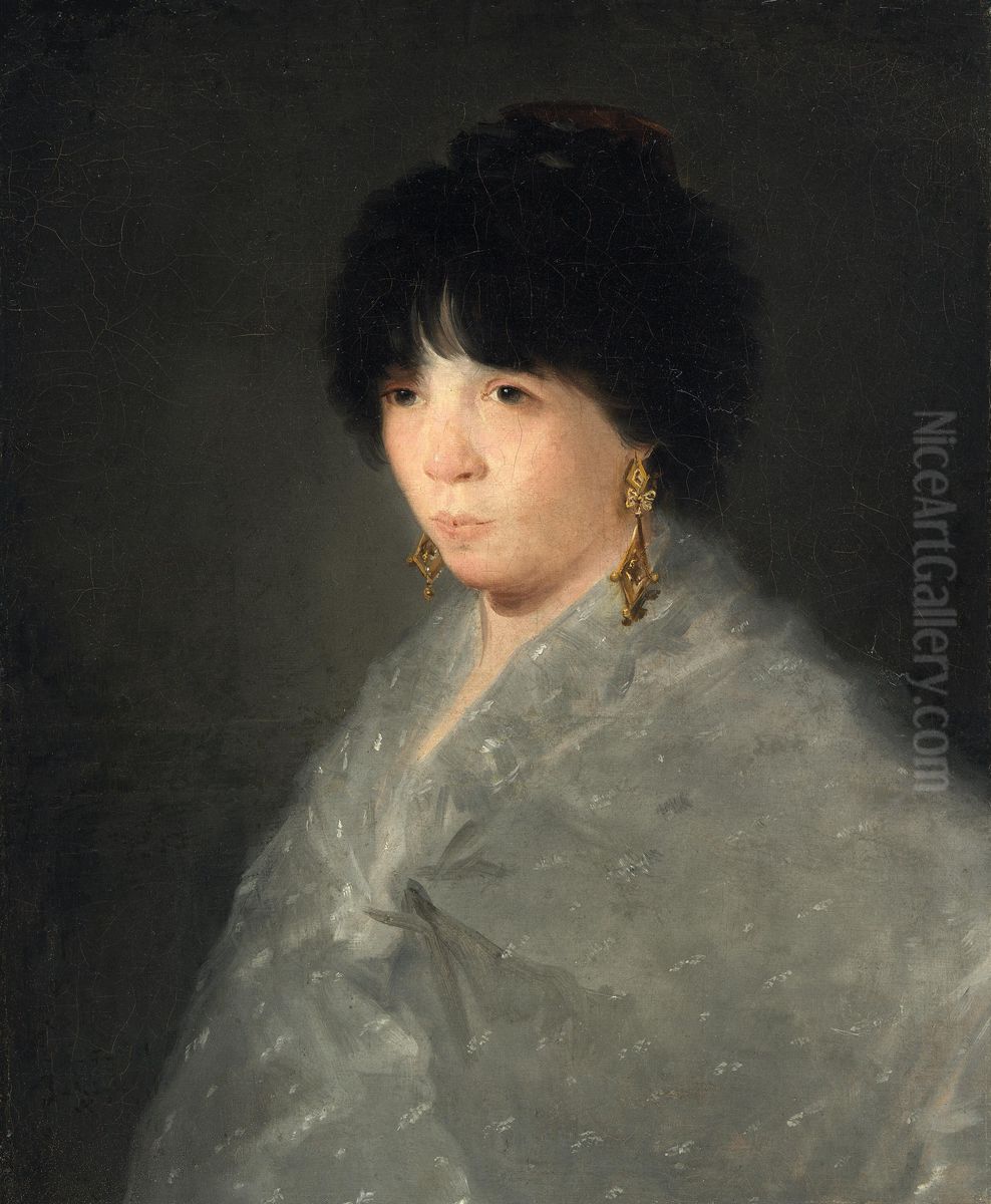 Woman in a Grey Shawl Oil Painting by Francisco Goya Fuendetodos
