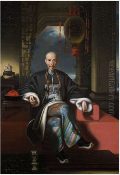 Portrait of a Mandarin Oil Painting by George Chinnery