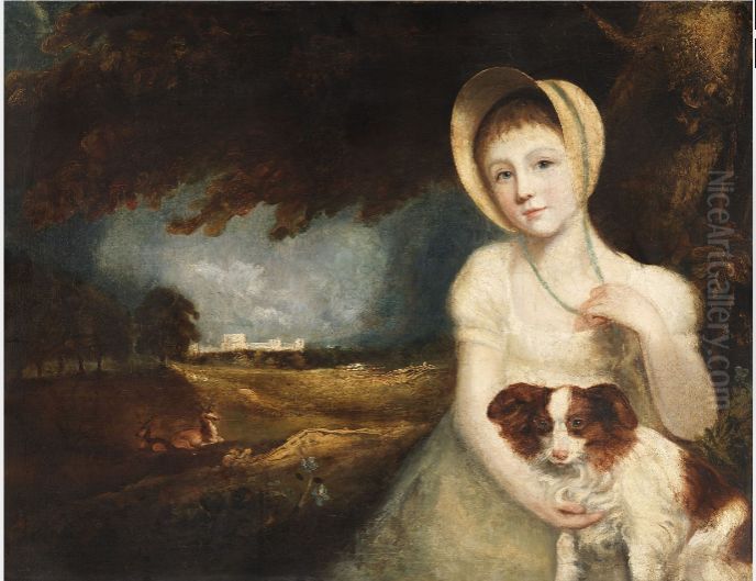 Portrait of a Child with a Dog Oil Painting by John Constable