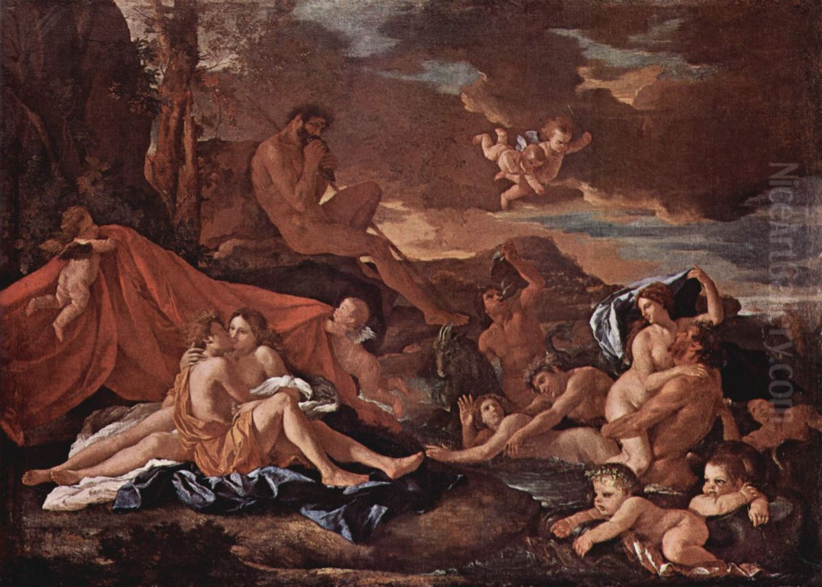 Akis und Galathea Oil Painting by Nicolas Poussin