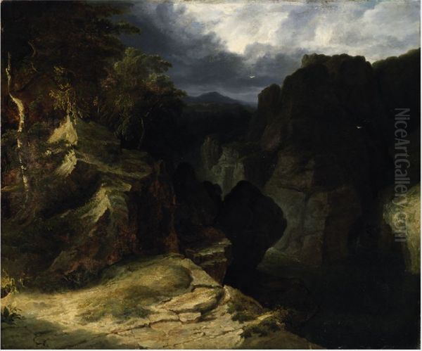View of the Devil's Glen Oil Painting by James Arthur O'Connor