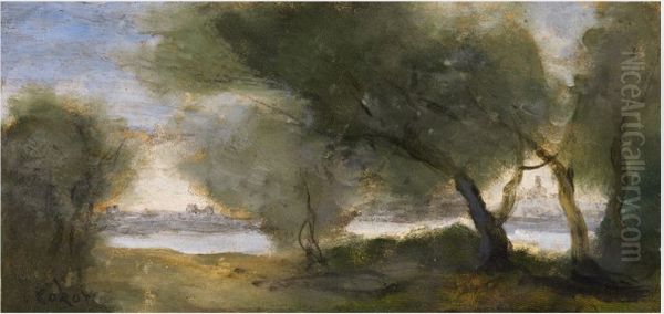 Willows Oil Painting by Jean-Baptiste Camille Corot