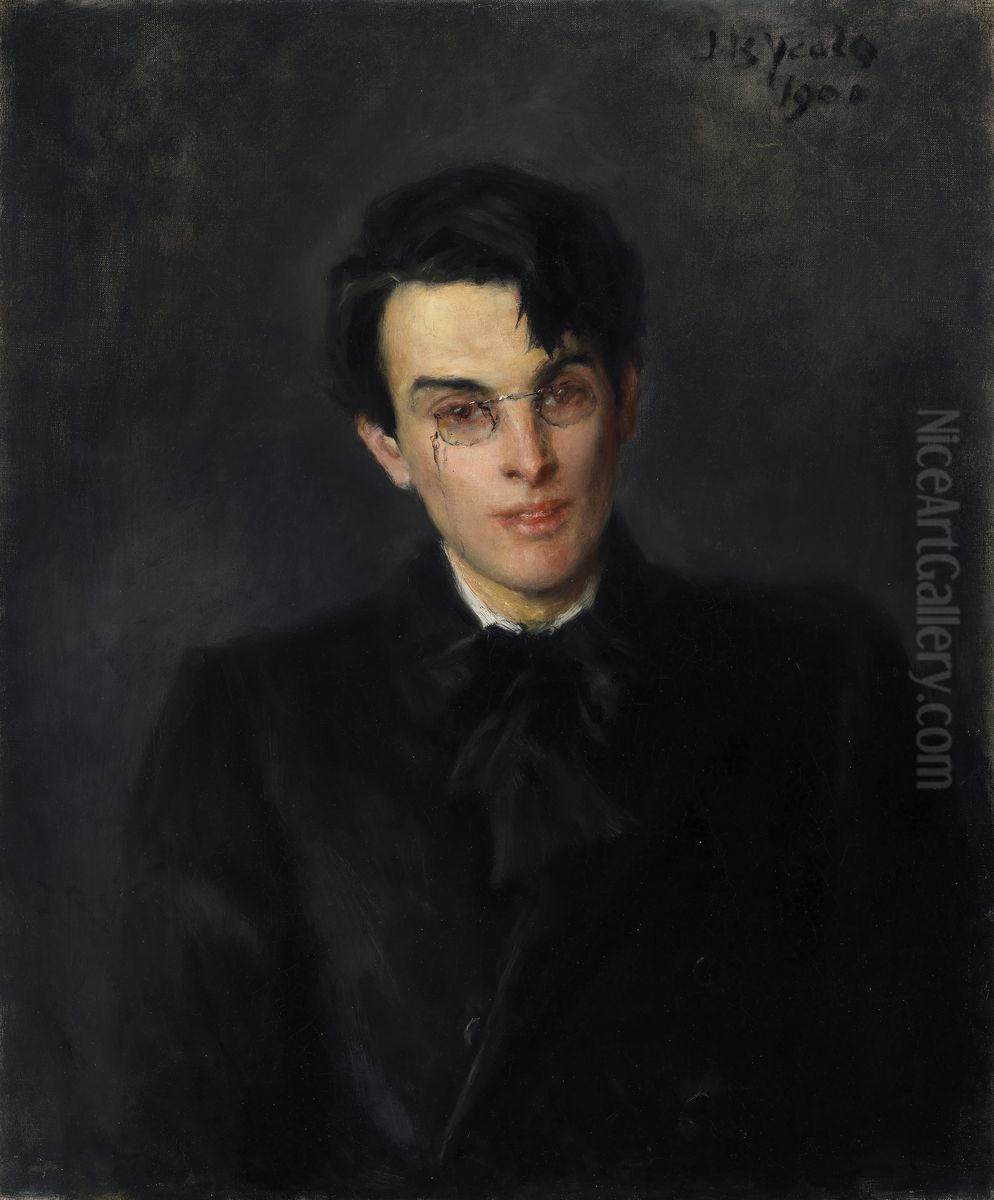 Portrait of William Butler Yeats (1865-1939), Poet Oil Painting by John Butler Yeats