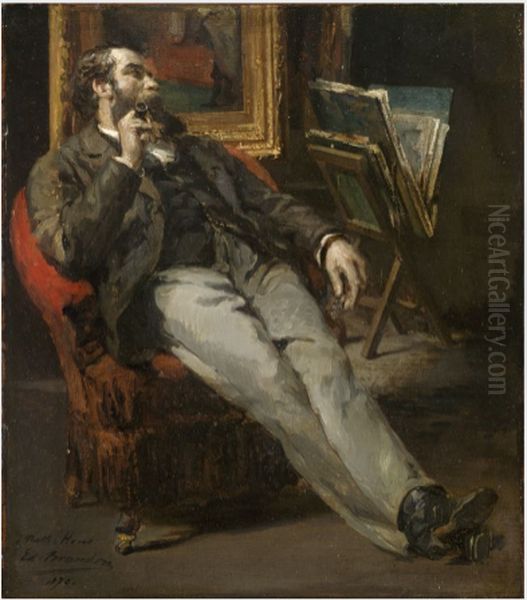 Portrait of Nathaniel Hone (1831-1917), Artist Oil Painting by Edouard Brandon