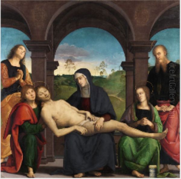 Compianto sul Cristo morto Oil Painting by Pietro Vannucci Perugino