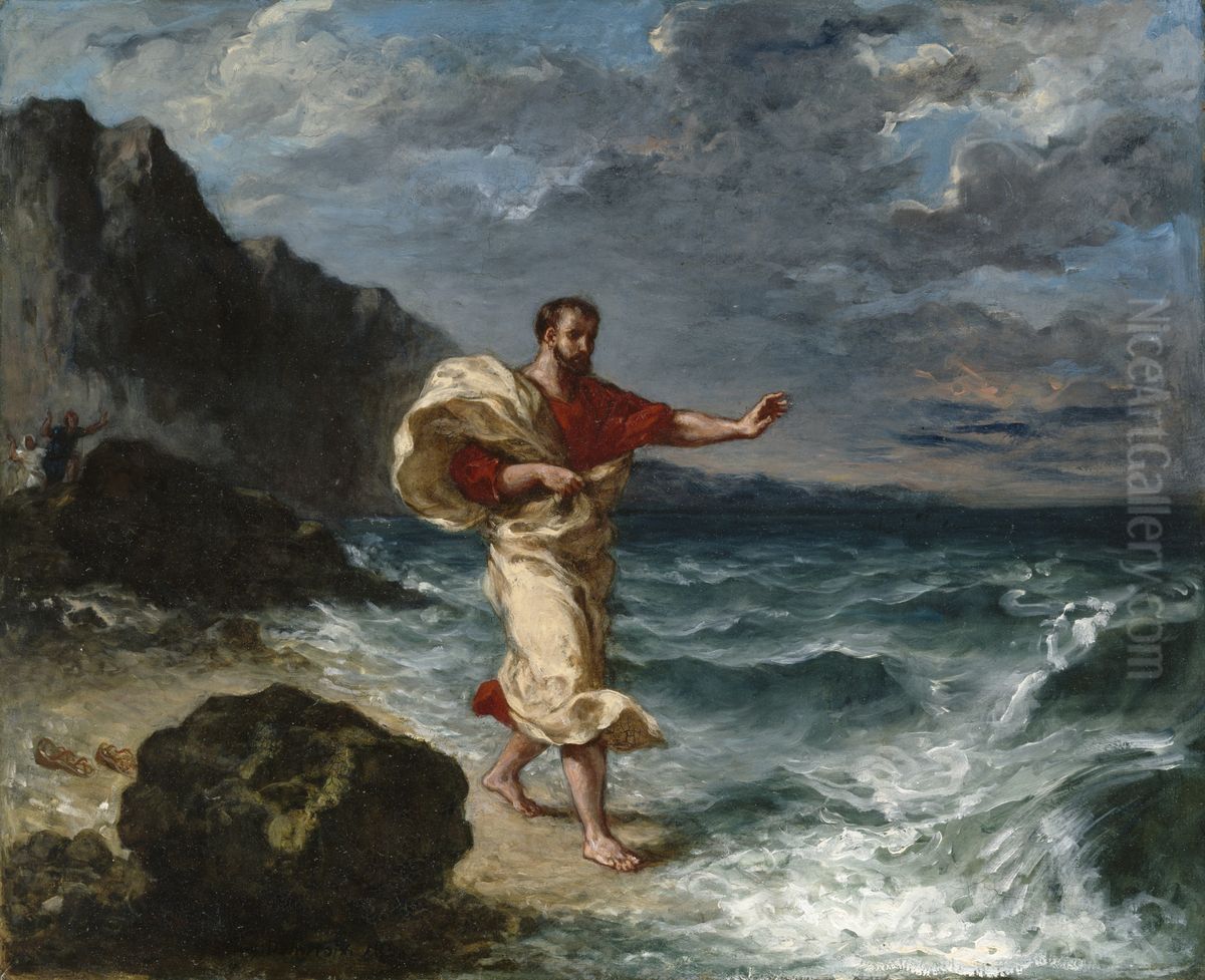 Demosthenes on the Seashore Oil Painting by Eugene Delacroix