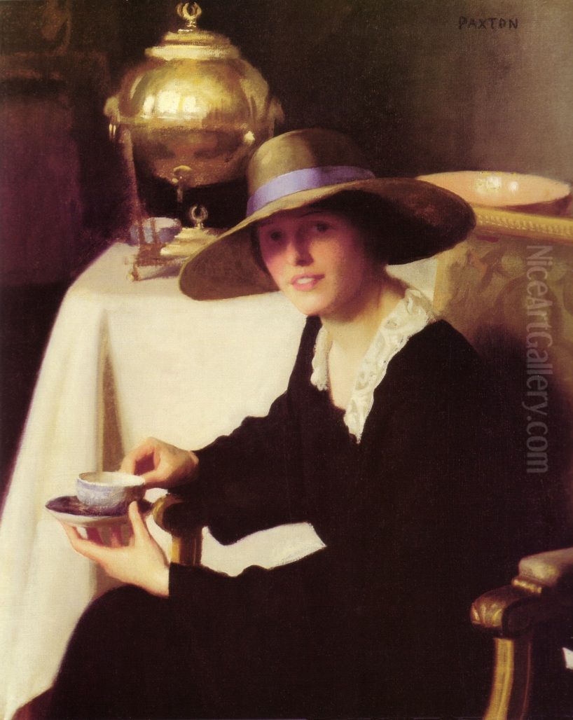 The samovar Oil Painting by William McGregor Paxton