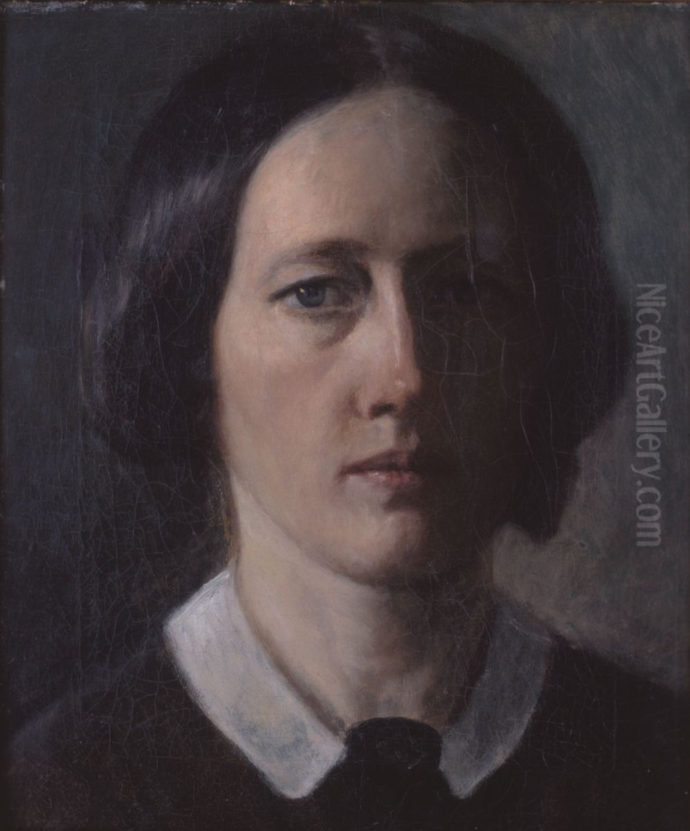 Portrait of a woman (self-portrait) Oil Painting by Christiane Schreiber