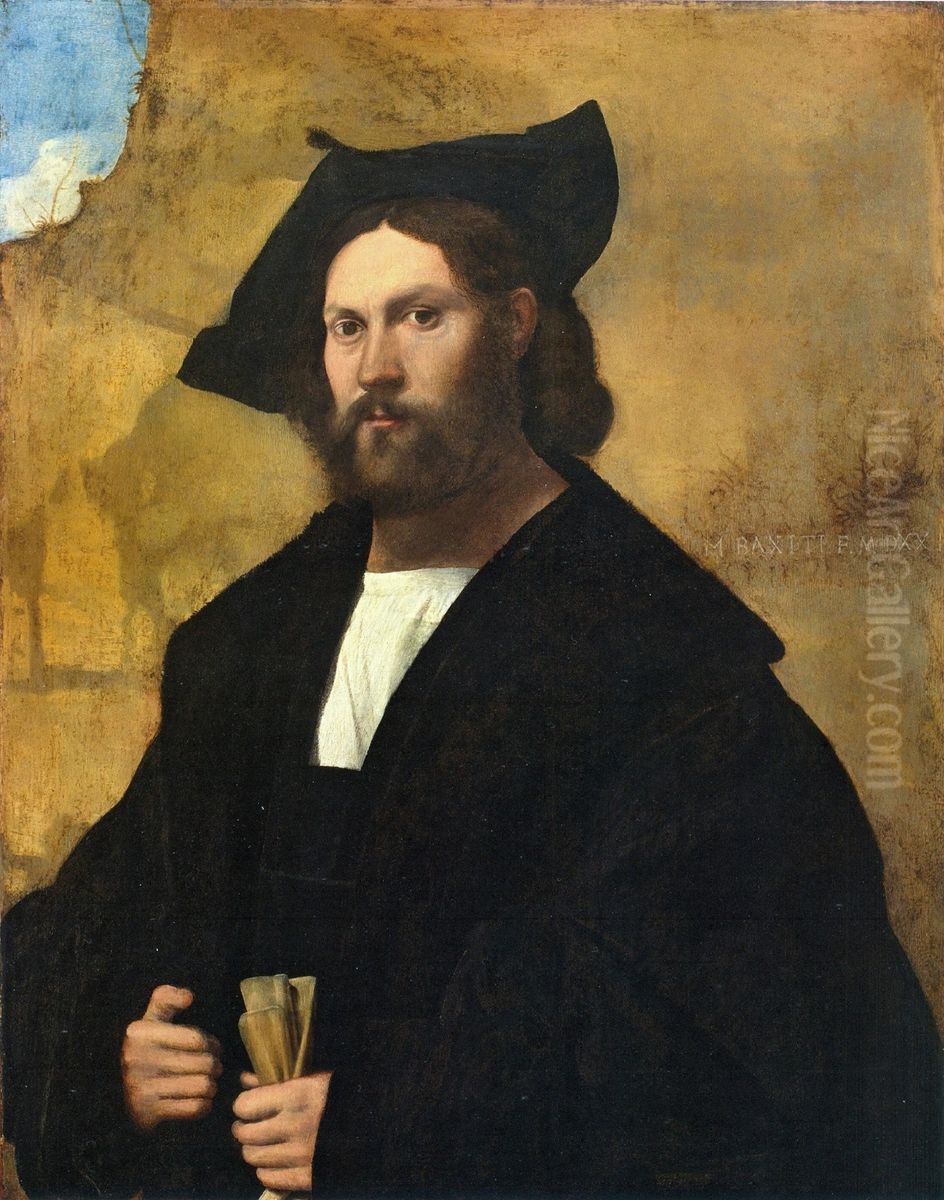 Portrait of a gentleman in black Oil Painting by Marco Basaiti